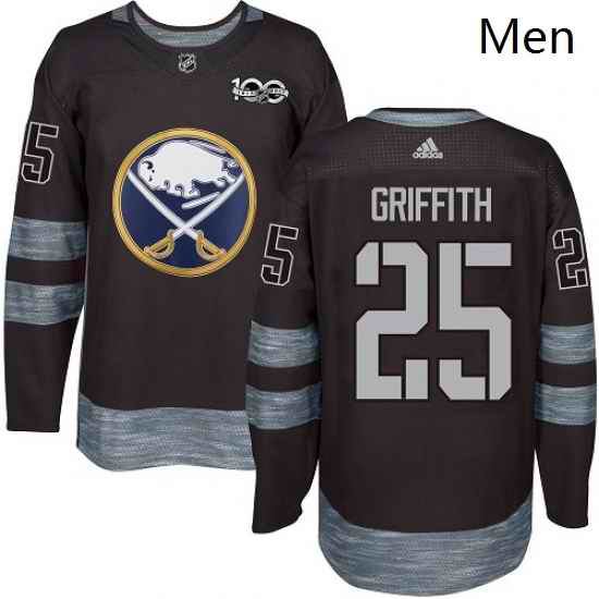 Mens Adidas Buffalo Sabres 25 Seth Griffith Authentic Black 1917 2017 100th Anniversary NHL Jersey